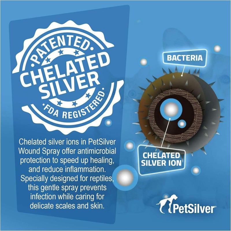 PetSilver Reptile Wound Spray with Chelated Silver – Reptile Wound Care for Snakes, Lizards, Geckos – Burns, Sores, Irritations & Scale Rot Treatment – Non-Toxic & Safe – Made in USA – 2 fl oz - Image 5